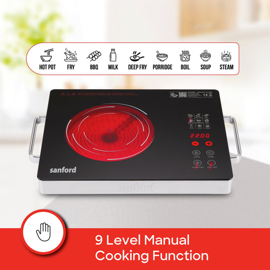 Sanford 2 in 1 Single Burner Infrared Cooker 2200W with BBQ Grill and Timer | SF5195IC - buysanford