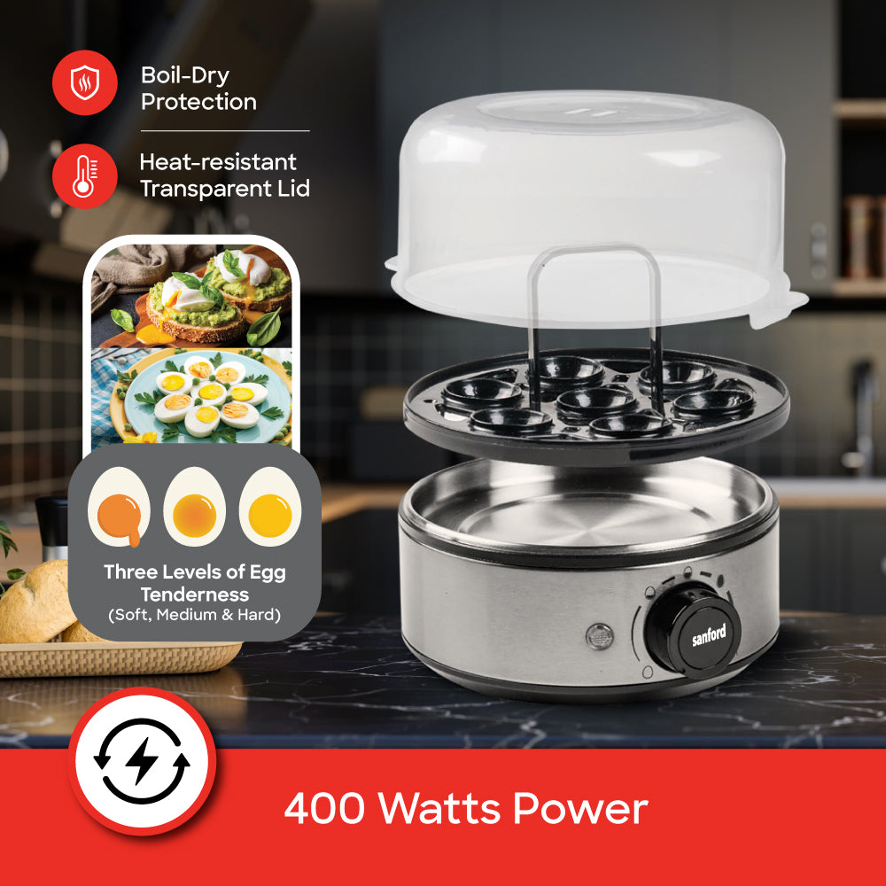 Sanford 7 Egg Boiler with Stainless Steel Bowl and Timer Function | SF5755FS BS - buysanford