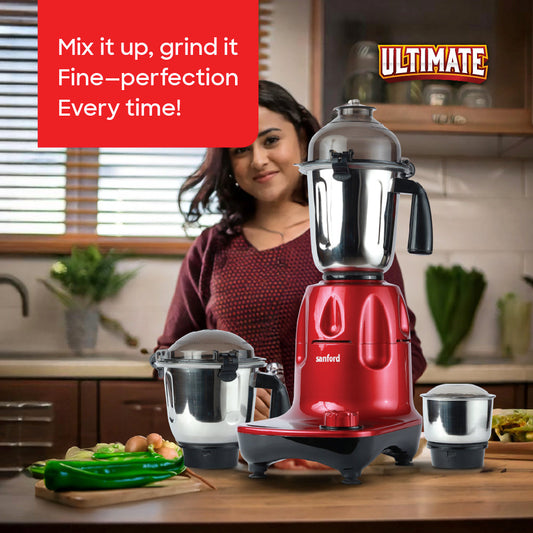 Sanford 3 Jar Mixer Grinder | 1200W Motor | 1.5L | 900ml | 300ml Stainless Steel Jars - buysanford