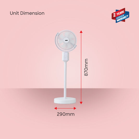 Sanford Rechargeable Oscillating Fan | 4 Speeds | Tilt & Height Adjustable | 10H Runtime | Type-C Fast Charging | 4500mAh Battery - buysanford