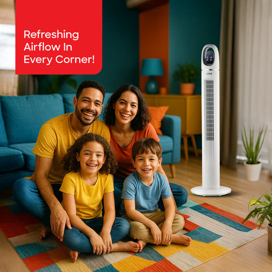 Sanford 45-Inch Tower Fan | Slim Design | 50W Power | LED Touch Display | 3 Speeds | 24H Timer | Remote Control | Wide Oscillation | Detachable Base | Quiet Operation - buysanford