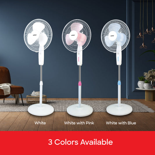 Sanford 18-Inch Stand Fan with LED Light | 60W Motor | 1250 RPM | 3-Speed | Adjustable Height - buysanford