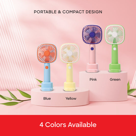 Sanford Rechargeable Hand Fan Combo | With Mobile Holder & Compact High-Speed Fan | USB-C Charging | 3-Speed | Portable Design - buysanford