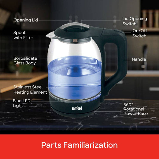 SF3354EK - 1.8L Glass Electric Kettle - SANFORD MIDDLE EAST DWC L.L.C